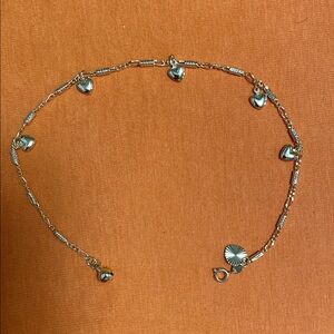 New Golden  Heart Charm Ankle Bracelet 10” Long
